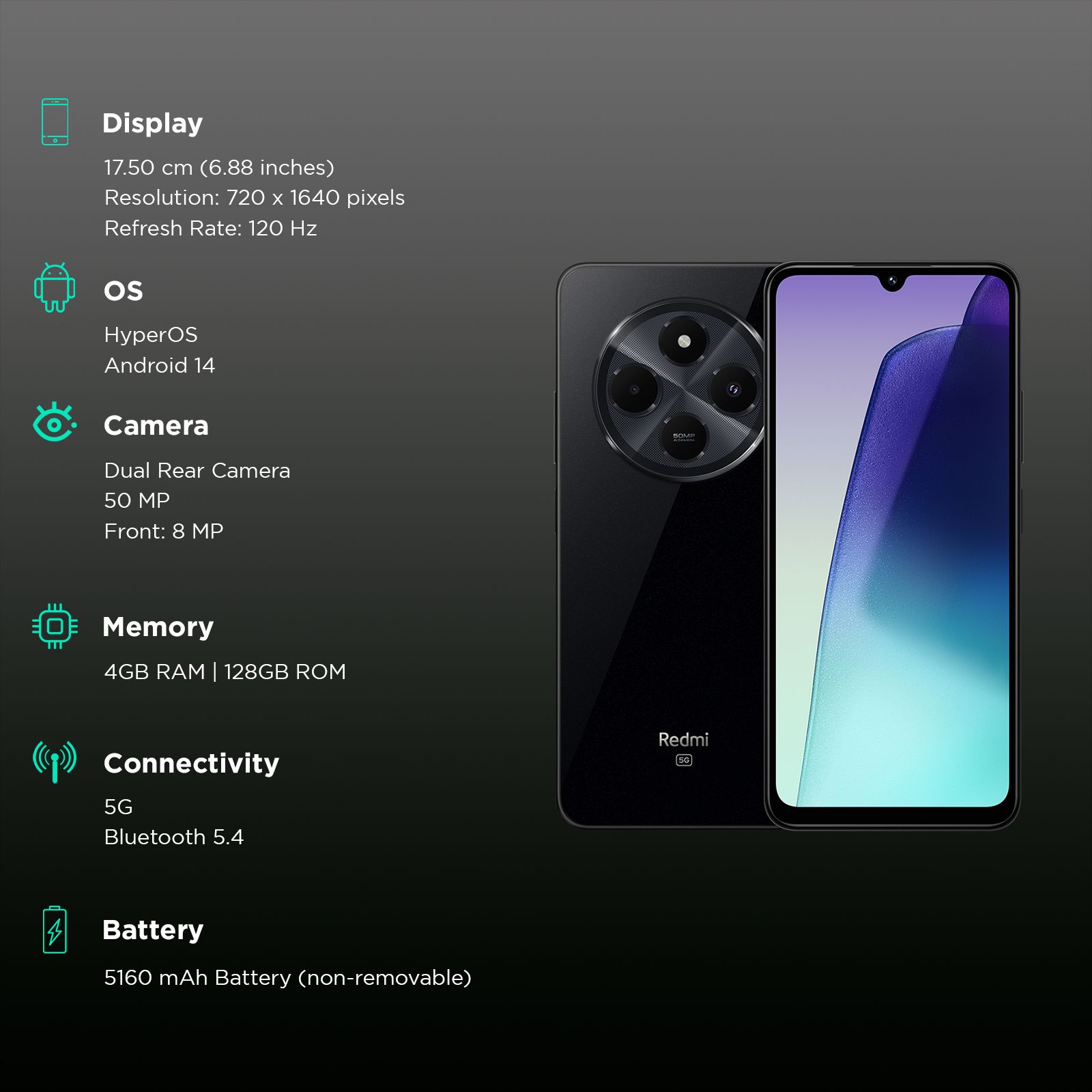 Buy Redmi 14C 5G (4GB RAM, 128GB, Stargaze Black) Online - Croma